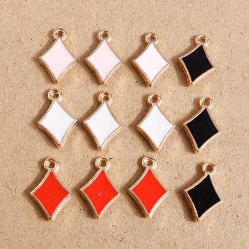 10pcs 10*15mm Alloy Enamel Rhombus Charms for Making Pendants Necklaces Drop Earrings Bracelets DIY Jewelry Findings Accessories
