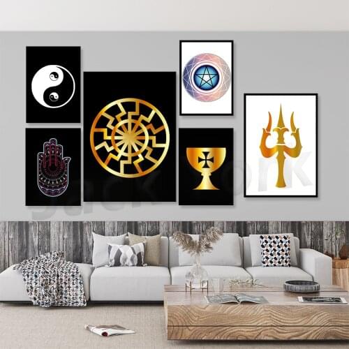 Poster Art Scandinavian Rune Alphabetr Poster and Prints Decor Wall Picture for Living Room Wall Art Canvas Print