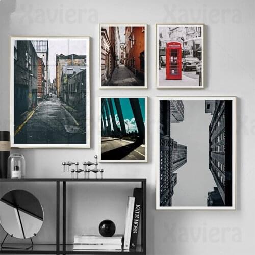 Nordic London Street Scenery Retro Posters and Prints Vintage Canvas Painting Wall Art Picture Home Decor Living Room Frameless