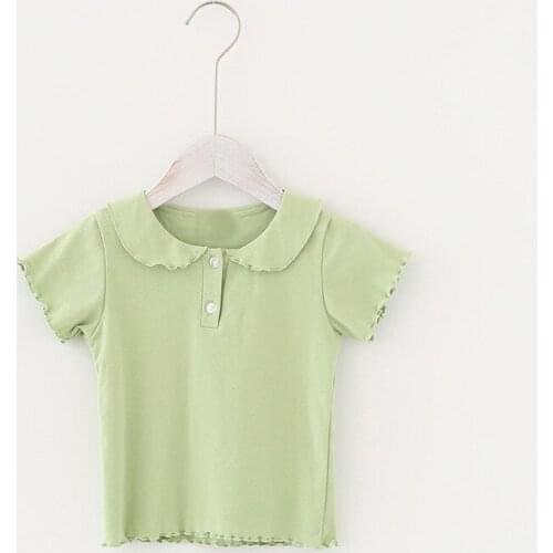 Toddler Baby Casual T-Shirts Childrens Summer Clothing Cotton T-shirt Korean Solid Pure Cute Tops Tees Soft Fashion Sweet Shirt