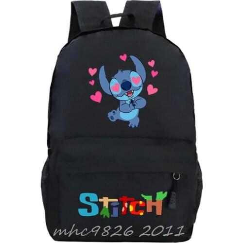 Disney Backpacks Stitch Print Backpacks Students Anime School Bags Travel Bag Men Laptop Rucksack