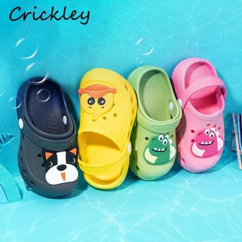 Kids Cartoon Dog Dinosaur Pattern Garden Shoes for Boys Girls Beach Shoes Breathable Light Non Slip Children Clogs Slipper