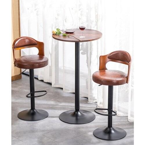 Light luxury retro European style bar chair rotating and lifting, high stools at the front desk, comfortable sitting