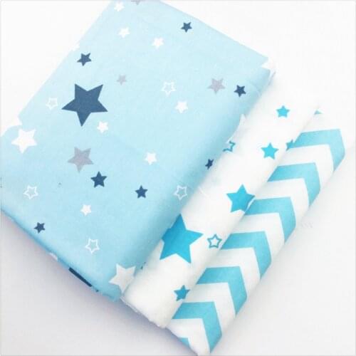 Syunss Twill Cotton Fabric Diy Patchwork Tecido Fat Quarter Tissue Sewing Baby Crafts Textile Blue Stars Wave Design Art Work