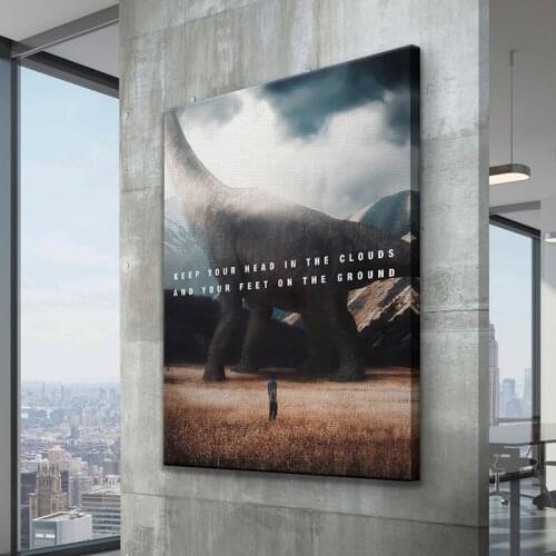 Success Quotes Words Prints Dinosaur Posters Prints Waterproof Animals Dinosaurs Canvas Painting Art Wall Pictures For Home Deco