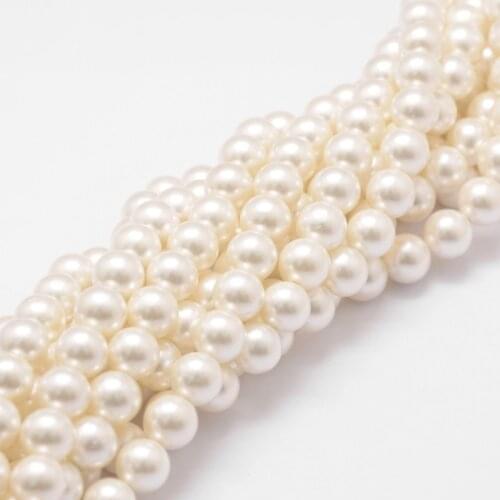 5 Strands 4/6/8/10/12/14/16mm Shell Pearl Bead Strands for jewelry making DIY necklace bracelet, Grade A, Round, FloralWhite F80