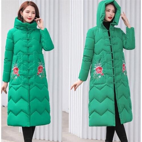 Woman Coat Cotton Padded Jackets high qualityWomen’s Jacket embroidery winter parka Cloth button Jacket Coat all-match Outwear