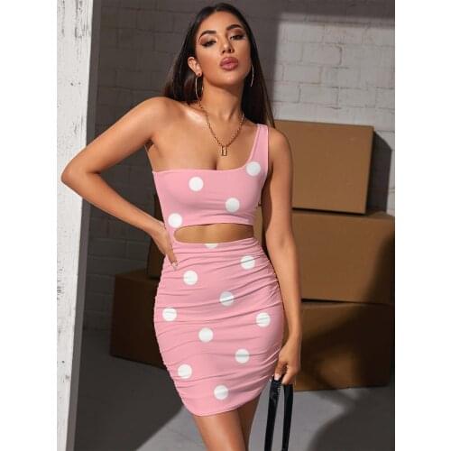 Giyu Brand Colorful Dresses Women Dots Halter Sleeveless Lovely Vestido Sexy Pink 3d Print Womens Clothing Summer Vintage Boho