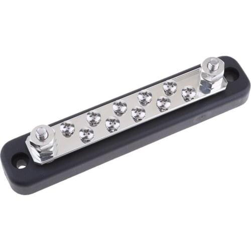 10 Pin Electric Terminal Bus Bar for Power and Ground Distribution - 5 Screws 2 Stud