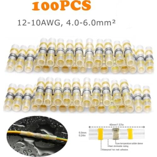 100PCS Heat Shrink Soldering Sleeve Terminals Insulated Waterproof Butt Connectors Kit Electrical Wire Soldered Terminals