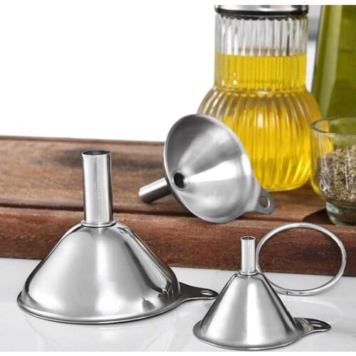 3Pcs/Sets Stainless Steel Funnel Three-piece Mini Funnel Oil Leak and Wine Leak Integrated Liquid Dispenser