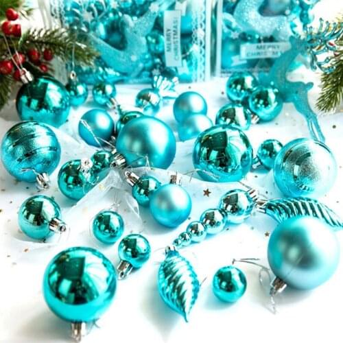 30 Pcs Glitter Christmas Balls Xmas Tree Pendants Plastic Bolas De Navidad Home Round Decoration Supplies