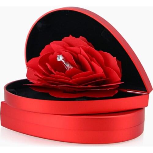 3D Foldable Rose Ring Box Jewelry Creative Gift Jewelry Display Boxes Gift Box For Rings 1pcs Valentines Day Wedding