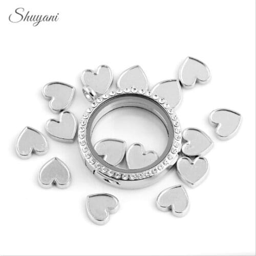 100pcs/lot Free Shipping 10*10mm Heart Collet Charms Cabochon Stickers Floating Charms For Glass Living Lockt