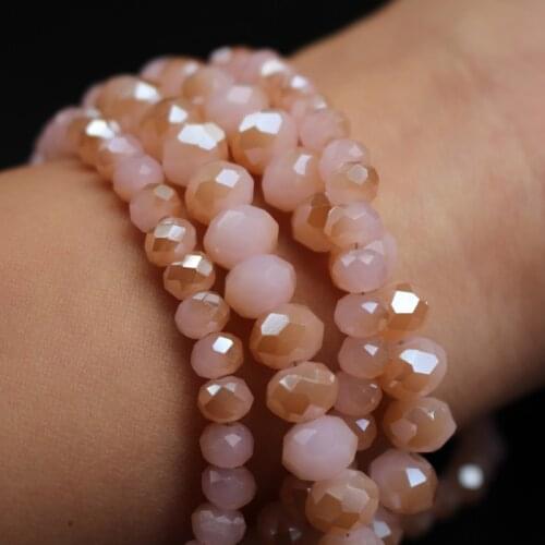 6mm 8mm Glass Crystal beads Pink Brown Color Rondelle Loose Faceted Fashion Beads for Jewelry Bracelet Necklace Earring DIY