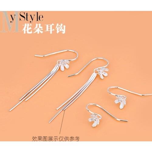 925 sterling silver flower peach blossom ear hook with ring earrings hand accessories Ear Hook Earrings Jewelry DIY accessories