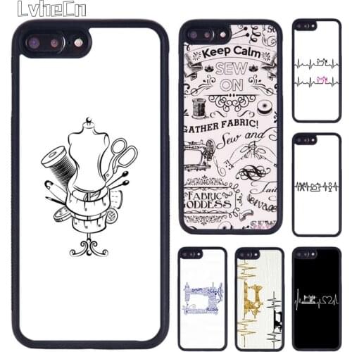 LvheCn Sewing Machine Pattern phone Case For iPhone 5 6S 7 8 Plus 11 12 Pro X XR XS Max Samsung galaxy S6 S7 S8 S9 S10 plus