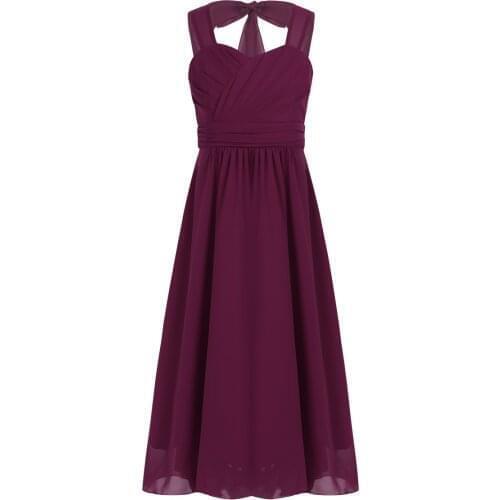 Kids Girls Party Dresses Chiffon Sweetheart Chest Flower Girl Dress Zipper Princess Pageant Wedding Bridesmaid Birthday Dress