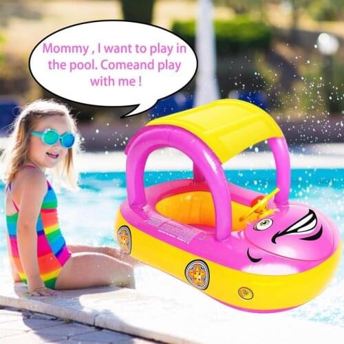 Baby Swim Ring Sunshade Steering wheel Safe Holiday Floating Summer Kids Seat Inflatable Swimming boat toys Water pool tube