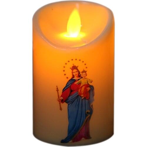 Electronic Candle 1pcs Lamp LED Church Candles Tealight Creative Jesus Christ Votive Flameless Battery Romantic Light Candles