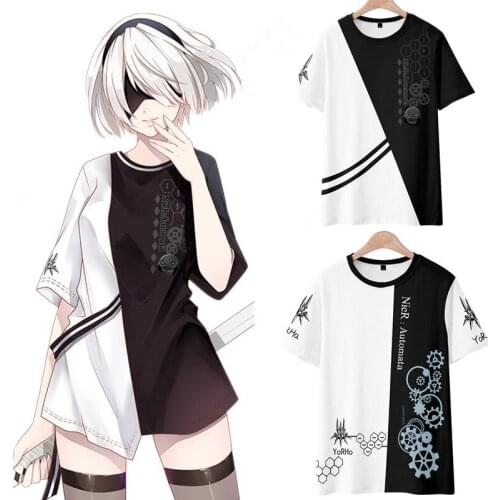 Game NieR:Automata 3D Printing T-shirt Summer Round Neck Short Sleeve Streetwear Trunks Beach Board Pants Running Sports Suit
