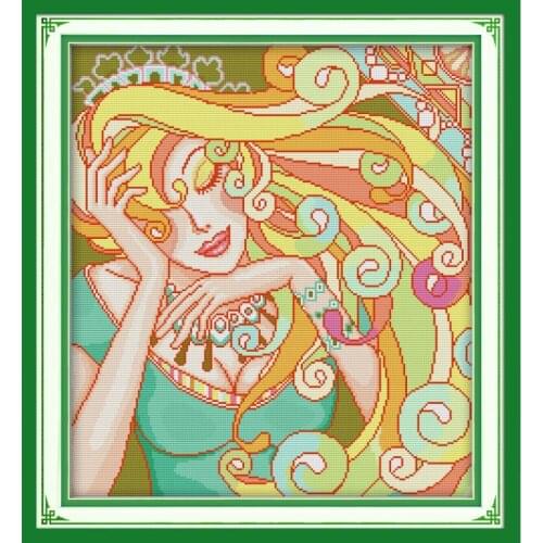 Joy Sunday Lovers Under The Canopy Cross Stitch Needle Crafts 11&14CTCartoon Pattern Cross Stitch Needlework Set Gift Home Decor