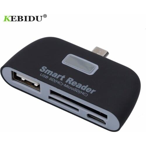 KEBIDU 4 in 1 OTG/TF/SD Smart Card Reader with Micro USB Charge Port for Samsung Galaxy S6 Edge For Andriod Phone Tablet