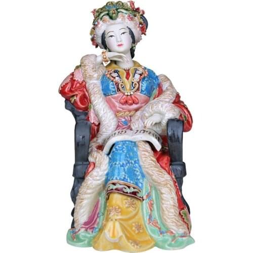CLASSICAL JINLING TWELVE WANG XIFENG FIGURE FIGURINE CHINESE LADY CERAMIC STATUE CRAFT HOME DECOR R3268