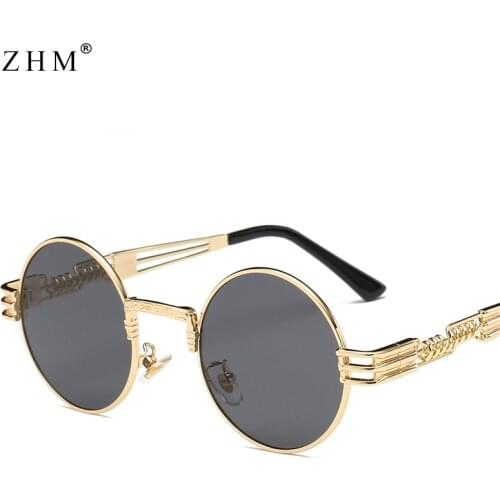 Classic Round Steampunk Sunglasses Men Women Fashion Metal Glasses Brand Design Vintage Sunglasses High Quality UV400 Eyewear