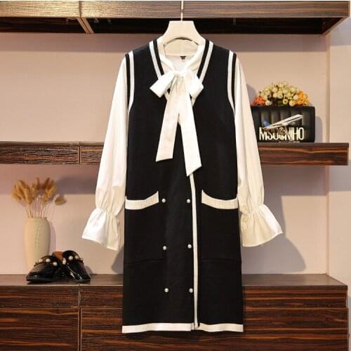 Large Size Dress Set Loose Covering Sweater Suit Fashion Pastel Two-piece Set Suit Ensemble Femme Survetement Clothes For Women