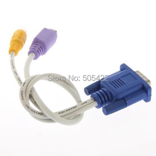 400pcs/lot VGA SVGA To S-Video RCA Composit Converter Adapter Cable For TV PC Laptop High Quality