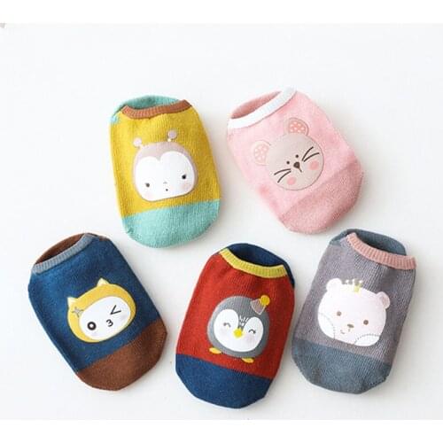 Cute Cartoon Baby Socks With Rubber Sole Anti Slip Kids Girl Boy Short Socks Spring Summer Toddler Ankle Socks