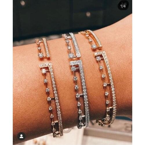 Janekelly Trendy Luxury Brand Fashion Bracelet Multicolor Stones Tribal Bangle with Oval Plate Geometric Shapes Women Mana Jewe