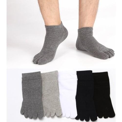 5 Pairs Mens Cotton Five-finger Socks Low Style Spring Summer And Autumn Cotton Solid Color Simple Style Split Toe Short Socks