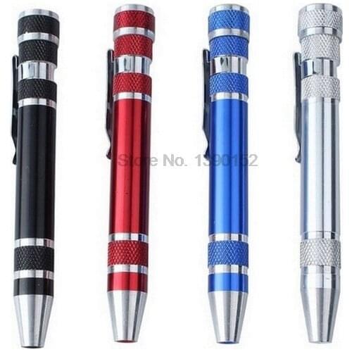 By dhl 500set 8 in 1 Aluminum Pen Style Screw Driver Multi-Tool Precision Mobile phone Repair Tool Kit Portable Screwdriver Set