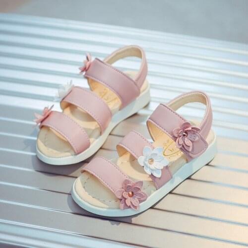 2021 summer new children baby princess childrens sandals fashion girl flower flat beach shoes