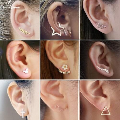 Mini Fashion Earrings Jewelry Leaf Geometric Triangle Stud Earrings for Women Cute Leaves Earing Girls Vintage pendientes Gift