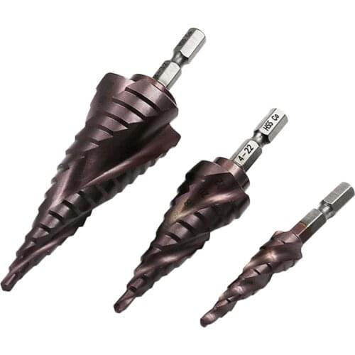 M35 HSS-Cobalt Spiral Step Drill Bit 3-13 4-12 6-24mm Stepped Nitrogen Cone Metal Drill Bit Cut Tool Steel Hole Cutter