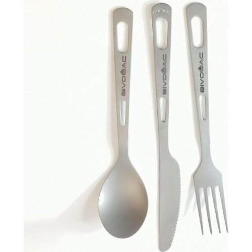 BIVOUAC Titanium Knife Fork Spoon Cutlery Camping Flatware Outdoor Tableware