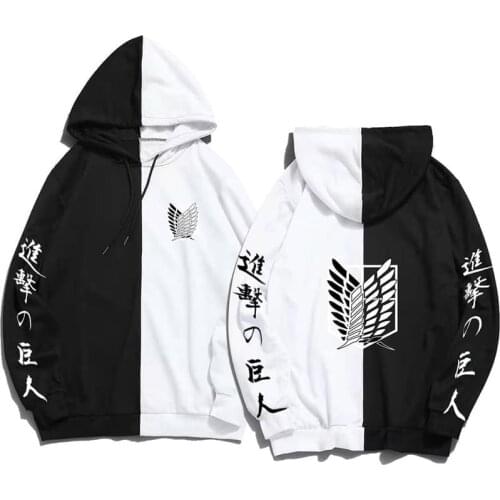 Anime Hoodies Attack on Titan Printing Harajuku Men/Women Sweatshirts Pullovers Patchwork Thin Loose Long Sleeves Hoody