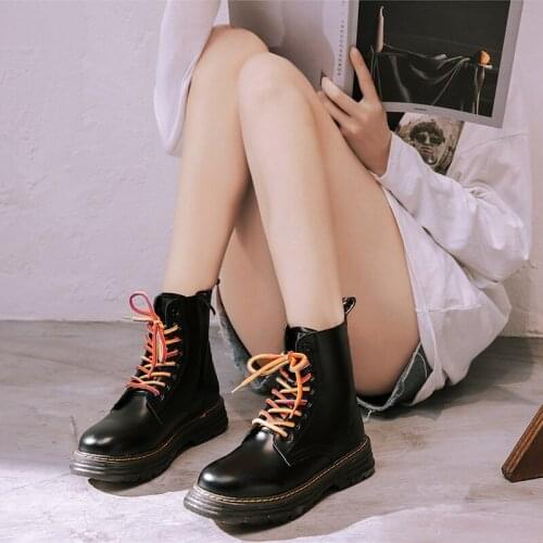 Lolita Martins Boots Mid Heel Women 2020 New Black High Top Platform Lolita Shoes Gothic Fashion Street Martin Lace Up Footwear