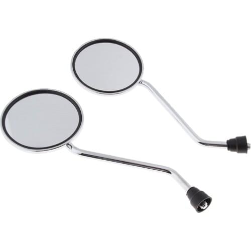 1 Pair Chrome Round Rearview Side Mirrors for Motorcycle Scooter 10mm