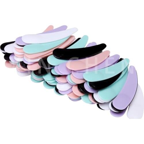 100Pcs Mini Cosmetic Spatula Disposable Curved Scoop Makeup Mask Cream Spoon Eye Cream Stick Make Up Face Beauty Tool Kits