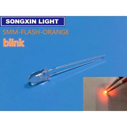1000pcs 5mm Orange Flash Flashing Blink Amber Water Clear Bright LED Leds flashing orange led DAN SHAN ORANGE