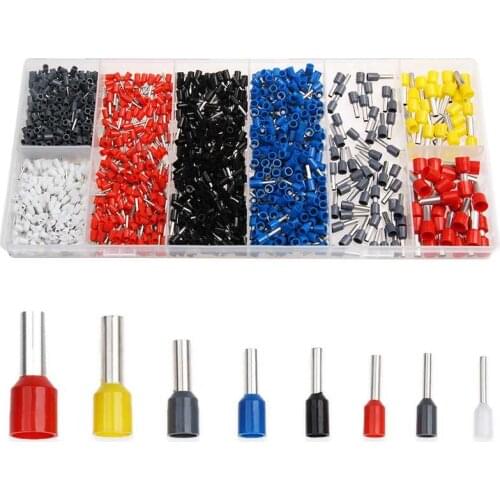 1200pcs/box Terminal Set European Tube Type Cold Pressed Insulated Bushing Junction Box Cable End Wire Connector Crimping