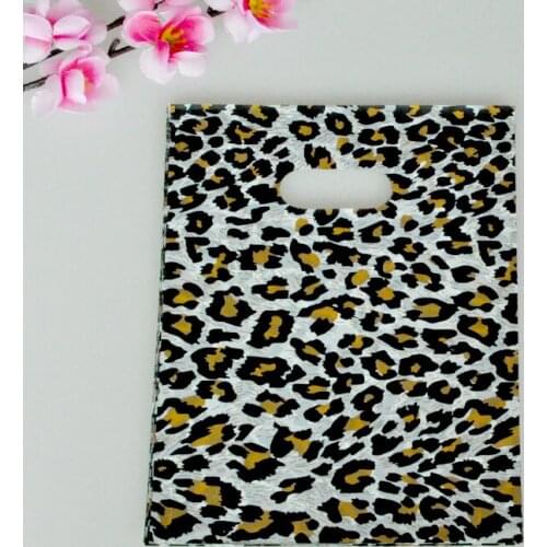 15*20cm 100pcs/lot Leopard Pattern plastic bag small jewelry packaging bags cute plastic gift bag shopping bags with handle
