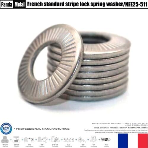 304 stainless steel serrated lock washer NFE25-511 French standard tapered knurled stripe washer A2M3M4M5M6M8M10M12M14M16M20