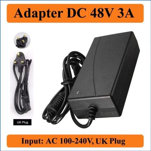48V 3A UK Plug AC DC Adapter high quality power supply AC100-240V to DC 48V 3000mA 5.5mm x 2.1-2.5mm for LED Strips light