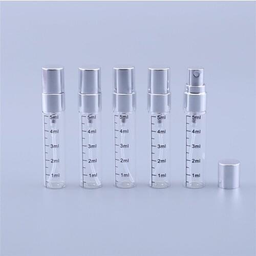 50pcs Portable 5ml Glass Empty Cosmetics Packaing Toner Spray Perfume Bottle With Calibration