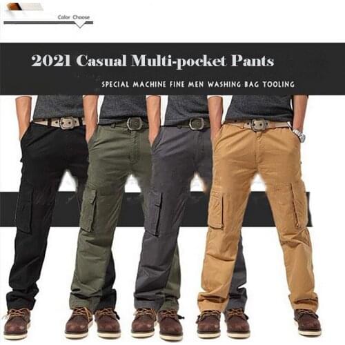 100% Cotton Mens Tactical Pants Multi Pockets Military Urban Commuter Slim Fashion Outdoor Cargo Pants Casual Straight Trousers